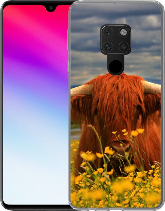 Coque Huawei P40 Lite - Highlander écossais - Animaux - Fleurs - Coque de téléphone en Siliconen