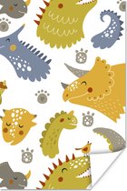 Poster kind - Dinosaurus - Patronen - Jongens - Dino - Kinderen - Wanddecoratie jongens - Decoratie voor kinderkamers - 80x120 cm - Poster kinderkamer