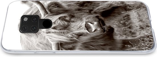 Coque Huawei P40 Lite - Highlander écossais - Zwart - Wit - Cornes - Coque de téléphone en Siliconen