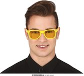 Guirca - Hippie Kostuum - Hippie Festival Disco Geel Zonnebril - geel - Carnavalskleding - Verkleedkleding