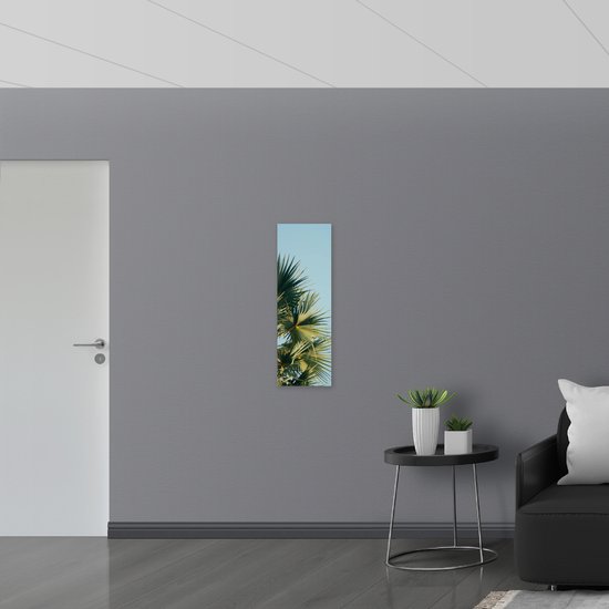 Vlag - Palmbomen met Blauwe Lucht - 30x90 cm Foto op Polyester Vlag