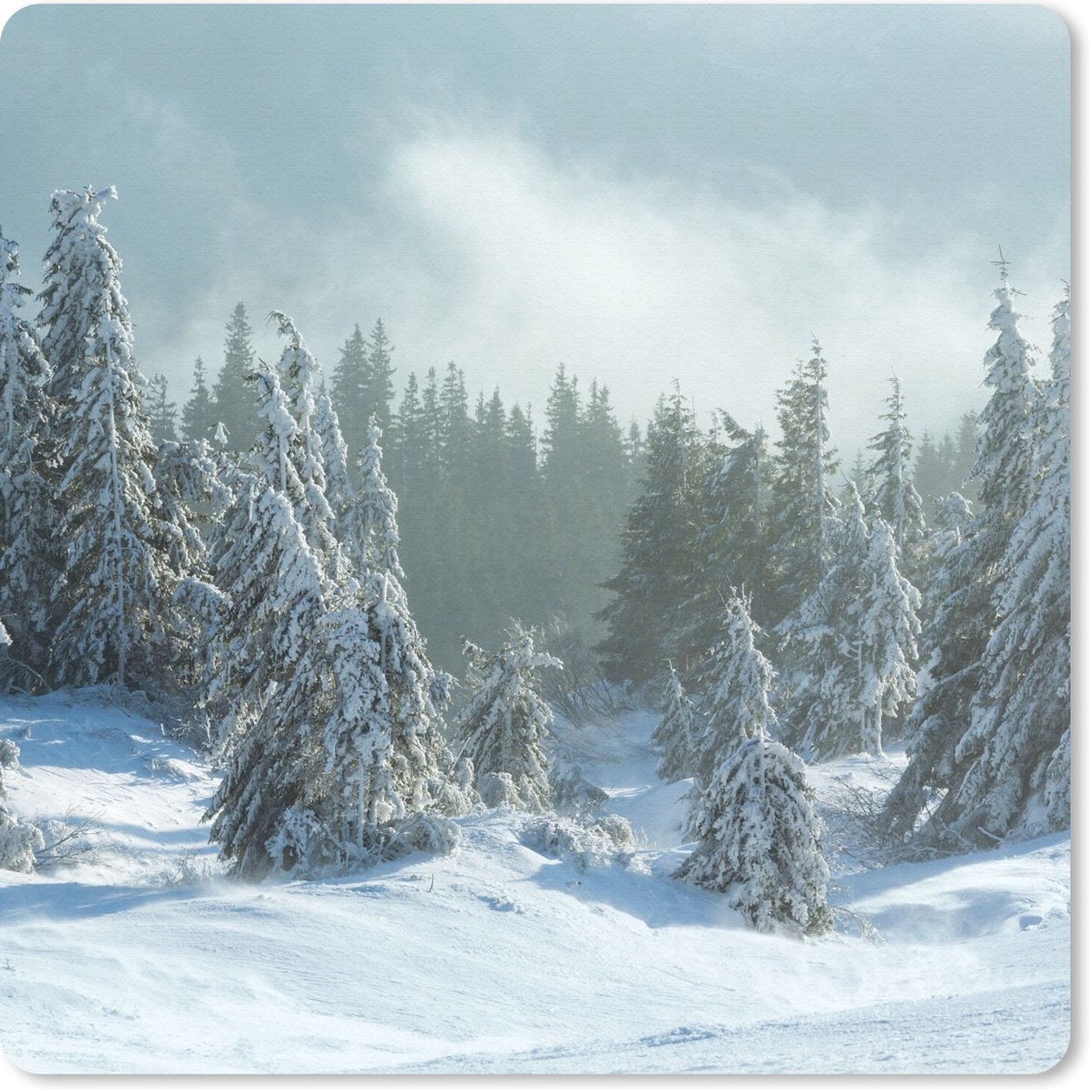 Muismat 30x30 cm - Mousepad Bos - Sneeuw - Winter - Muismatten