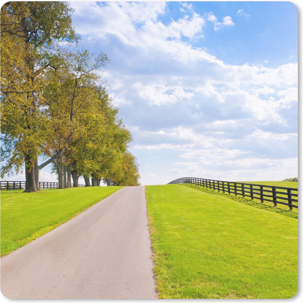 Muismat 20x20 cm - Mousepad Wolken - Bomen - Weg - Muismatten