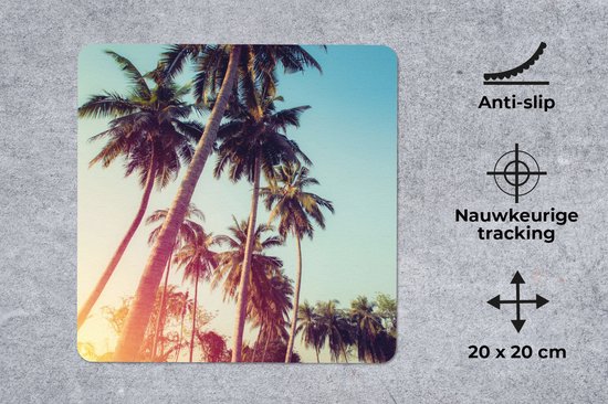 Muismat Klein - Palmboom - Zomer - Retro - Zon - 20x20 cm