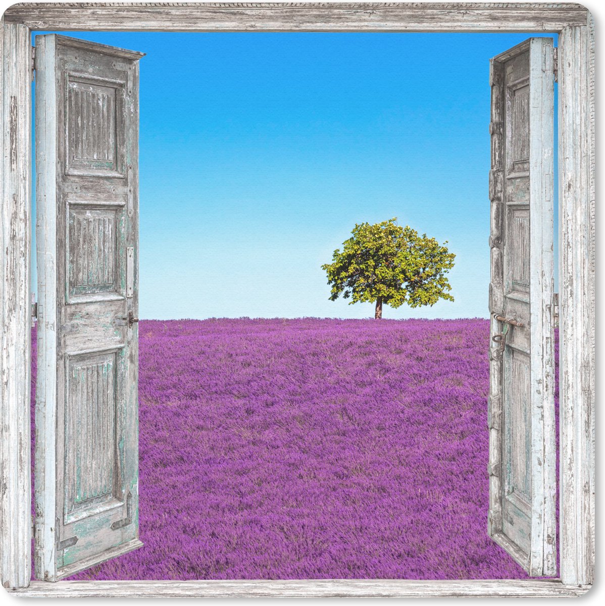 Muismat 30x30 cm - Mousepad Bloemen - Lavendel - Doorkijk - Muismatten