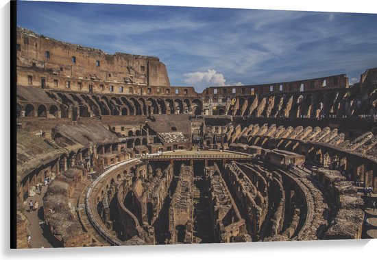 WallClassics - Canvas  - Binnenkant van Colloseum in Rome - 120x80 cm Foto op Canvas Schilderij (Wanddecoratie op Canvas)