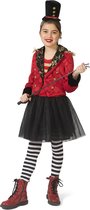 Funny Fashion - Circus Kostuum - Ringmaster Circusdirecteur Leeuwentemmer - Meisje - rood - Maat 140 - Carnavalskleding - Verkleedkleding