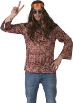 Funny Fashion - Hippie Kostuum - Seventies Shirt San Francisco Man - Roze - Maat 52-54 - Carnavalskleding - Verkleedkleding