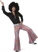 Funny Fashion - Jaren 80 & 90 Kostuum - Zwart Shirt Disco Dancer John Man - zwart - Maat 48-50 - Carnavalskleding - Verkleedkleding