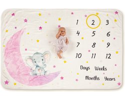 Mijlpaaldeken Maan – mijlpaalkaart – milestone - kraamcadeau – babykleed – baby dekentje -  fleece – kraamcadeau - baby shower – geboorte - cadeau - speelkleed - foto baby -  herinnering – baby cadeau – kerstcadeau – foto herinnering – baby geschenk