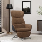 Prolenta Premium - Relaxstoel met voetensteun stof bruin- Fauteuil - Fauteuils met armleuning - Hoes stretch - Relax - Design