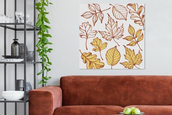 Tableaux sur Peintures Automne - Dessin - Feuilles - 90x90 cm - Décoration murale
