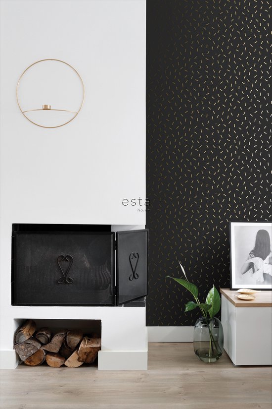 ESTAhome papier peint motif graphique noir et or - 139128
