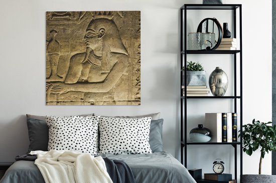 Canvas schilderij 90x90 cm - Wanddecoratie Kunstwerk van de Tempel van Horus - Muurdecoratie woonkamer - Slaapkamer decoratie - Kamer accessoires - Schilderijen op canvas