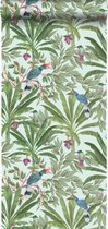 ESTAhome behang tropische jungle bladeren mintgroen en jungle groen - 53 cm x 10.05 m - 139189