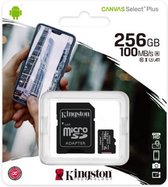 Kingston Microsd Kaart 256GB SDHC 100R A1 C10 Single Pack met Adapter