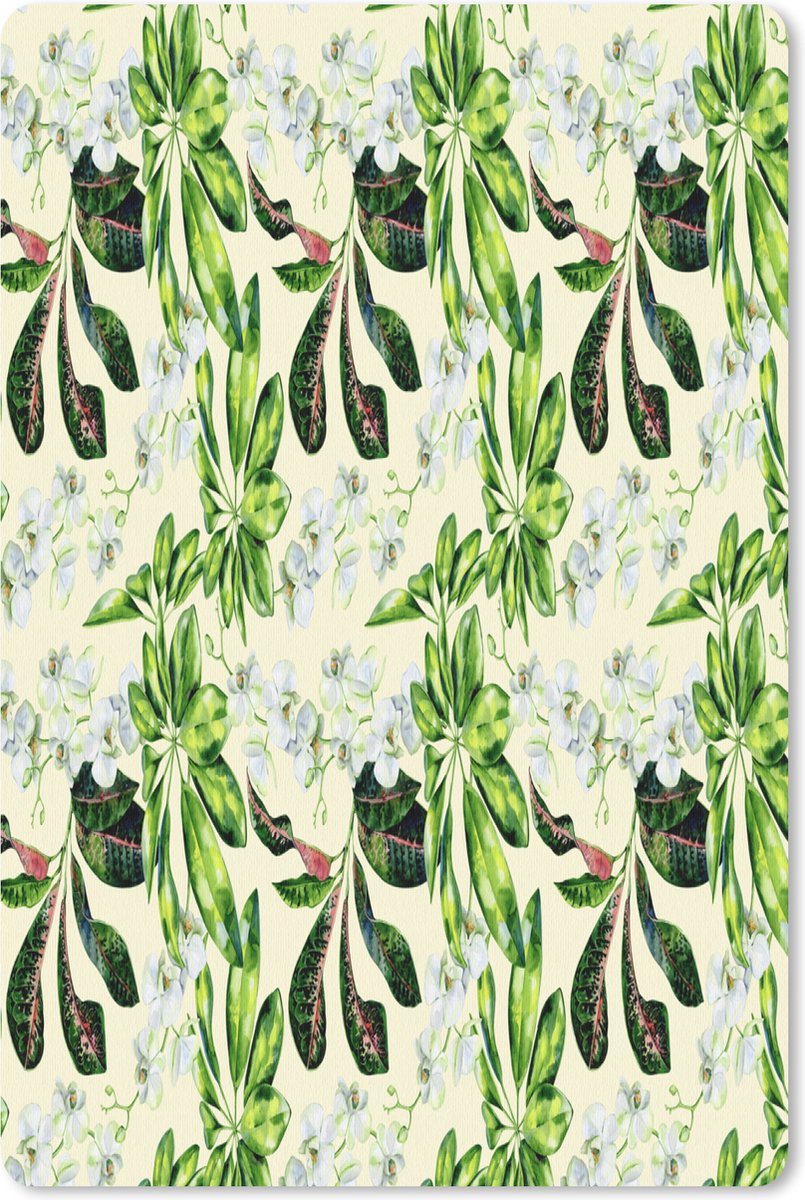 Muismat 18x27 cm - Mousepad Bloemen - Orchidee - Bladeren - Kleuren - Muismatten