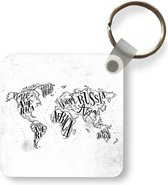 Porte-clés - Cadeaux à distribuer - Wereldkaart - Zwart - Wit - Lettres - Plastique