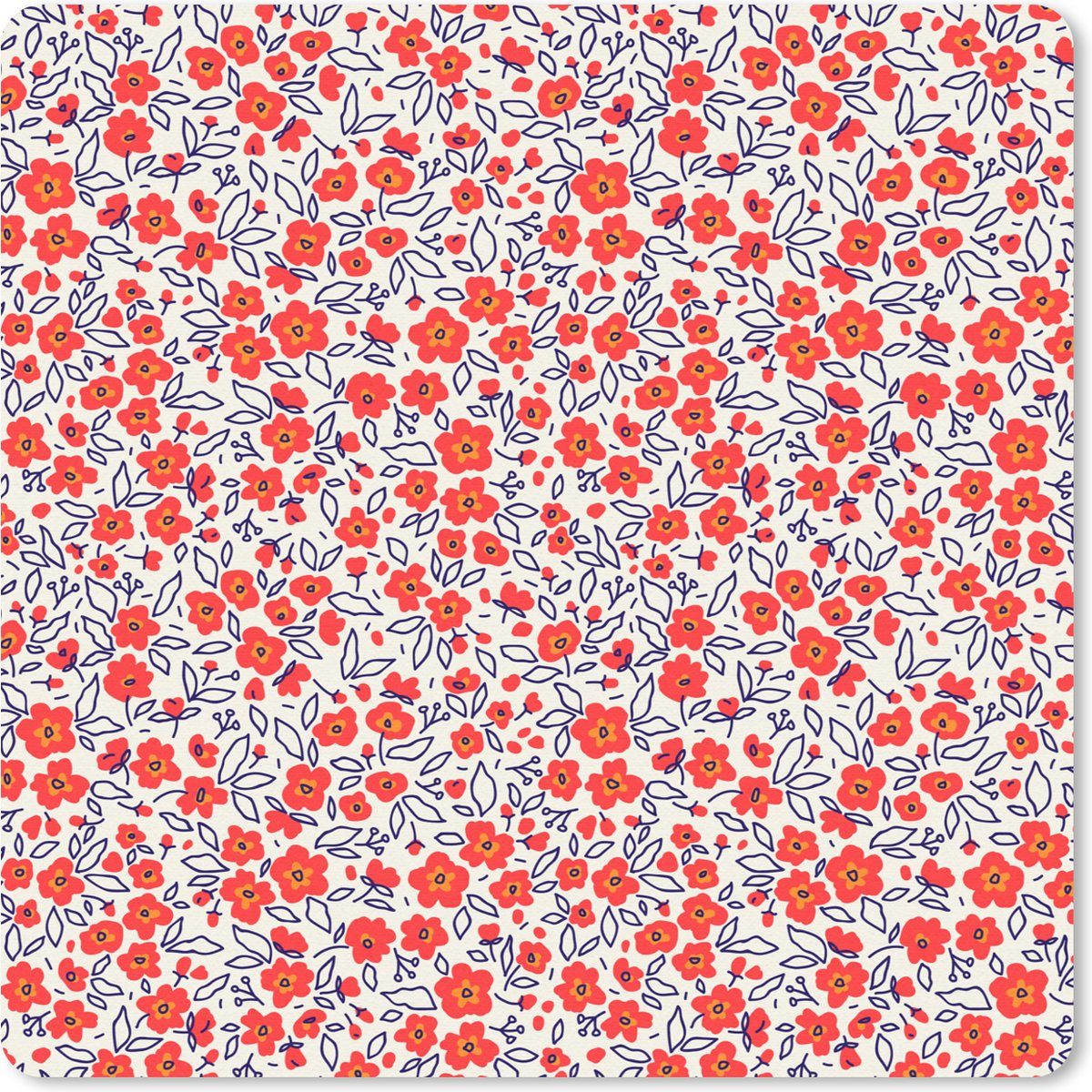 Muismat 30x30 cm - Mousepad Bloemen - Rood - Illustratie - Muismatten