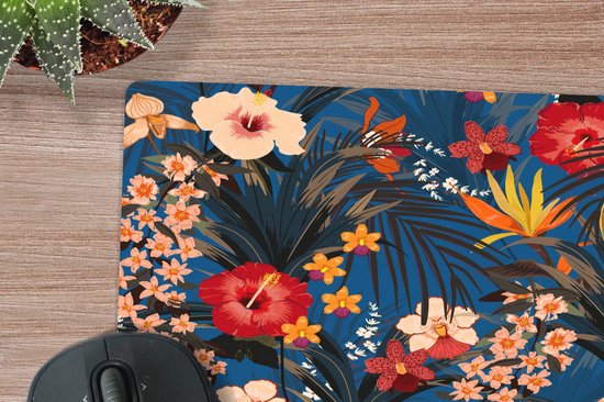 Muismat 30x30 cm - Mousepad Bloemen - Hibiscus - Tropisch - Patroon - Muismatten