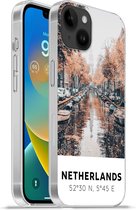 Geschikt voorApple Iphone 14 Plus - Soft case hoesje - Nederland - Amsterdam - Gracht - Herfst - Siliconen Telefoonhoesje