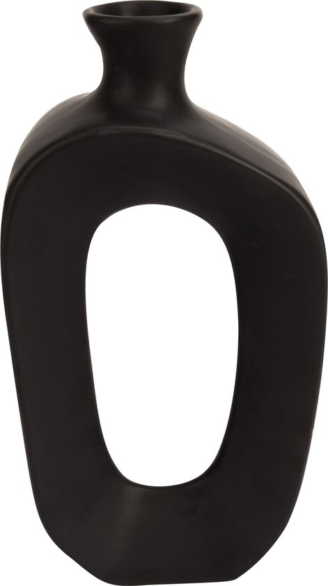 Cosy en Trendy zwarte vaas Largo - modern - langwerpig - keramiek - 10 x 4,2 x H20,3cm