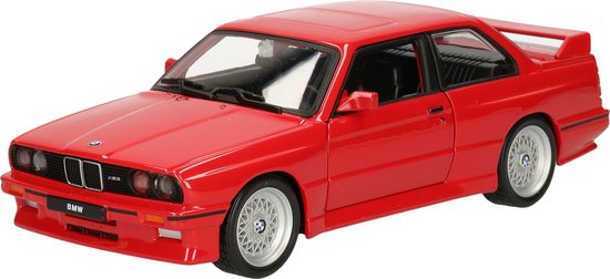 Foto: Bburago modelauto bmw m3 e30 1988 rood schaal 1 24 speelgoedauto