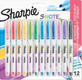 Sharpie S-Note creatieve kleurenmarkers | Markeerstift om mee te schrijven, tekenen en meer | Diverse pastelkleuren | Beitelpunt | 12 stuks