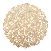 4x Gouden Placemats Rond 'Rosas' - Goud - Tafeldecoratie -  Kerst/Feesttafel -  Kerstviering - 39.5 cm rond