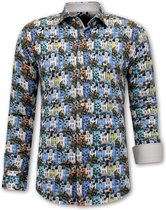 Blouse met Print Mannen - 3113 - Blauw