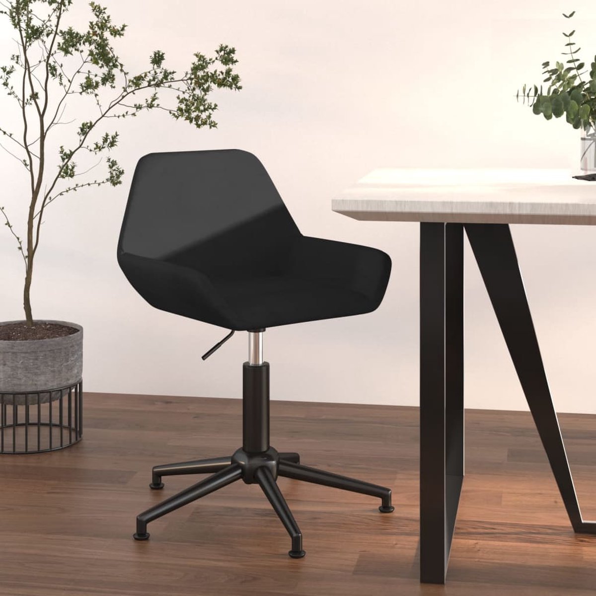 Prolenta Premium - Kantoorstoel draaibaar fluweel zwart