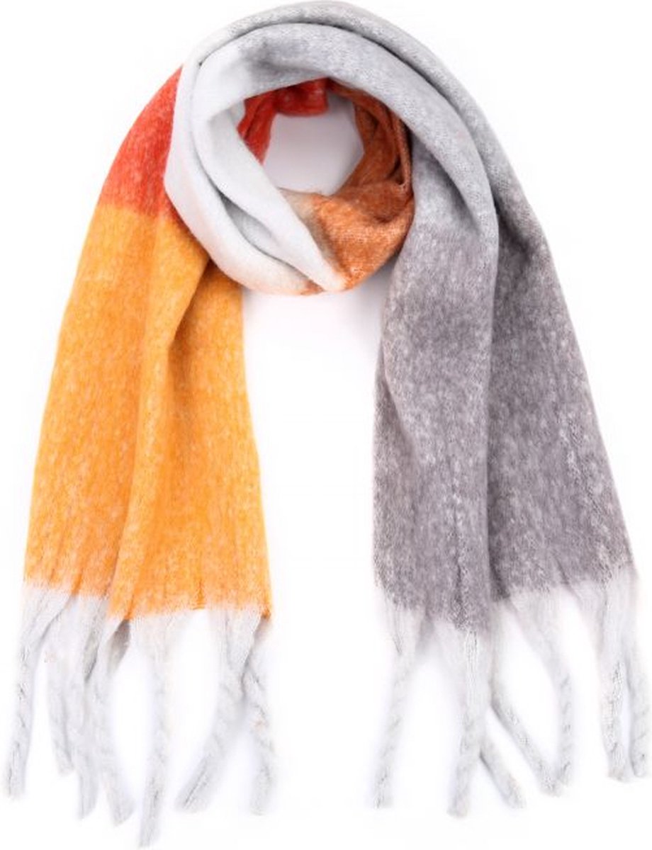 Grijs/Oranje Sjaal Cosy - WIntersjaals - Multi Print- Grijze + Oranje sjaals