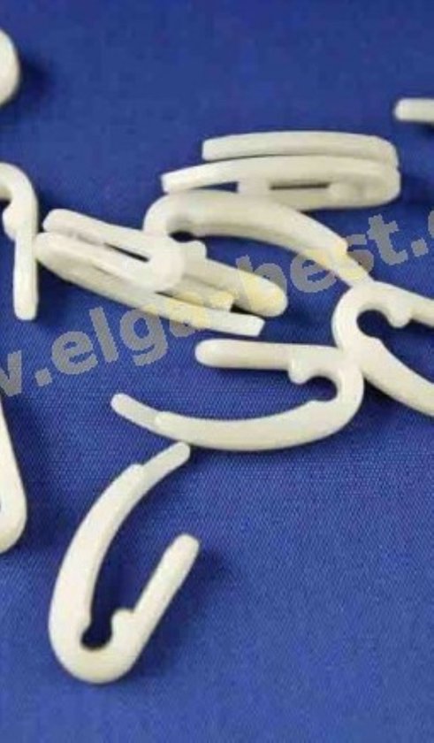 20 duplohaken wit kunststof - gordijnhaken - duplohaakjes no. 329005 - 20 haken voor gordijnplooiband