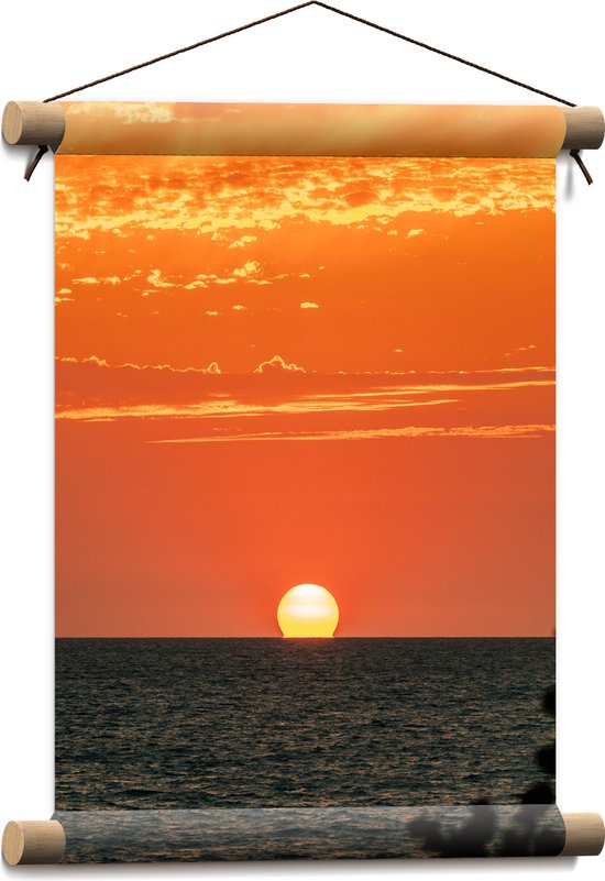 WallClassics - Affiche Textile - Le Soleil se noie dans la Mer - 30x40 cm Photo sur Textile