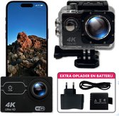 Capsy Action Camera 4K 20MP - Extra Batterij & Oplader - Vlog Camera - Actioncam - WiFi - Onderwater camera