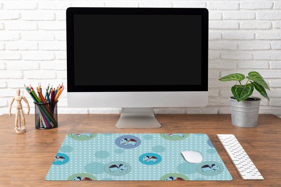 Bureau onderlegger 80x40 cm - Muismat Olifant - Stippen - Design - Bureaulegger xl - Desk mat beschermer - Computer muismatten