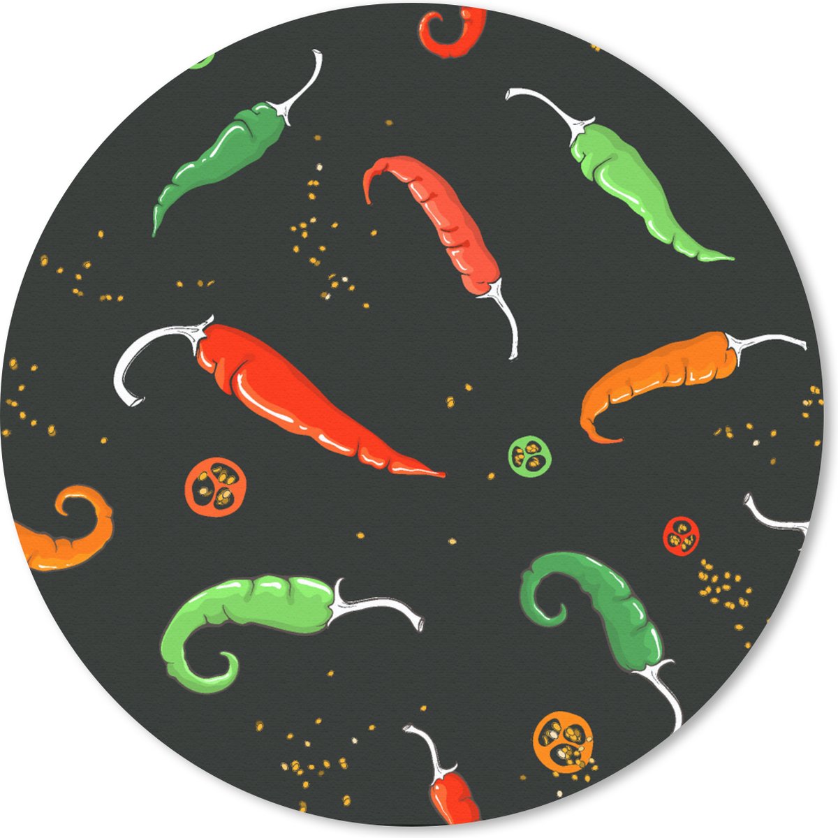 Muismat rond 50x50 cm - Mousepad Peper - Patronen - Zaden - Ronde muismatten