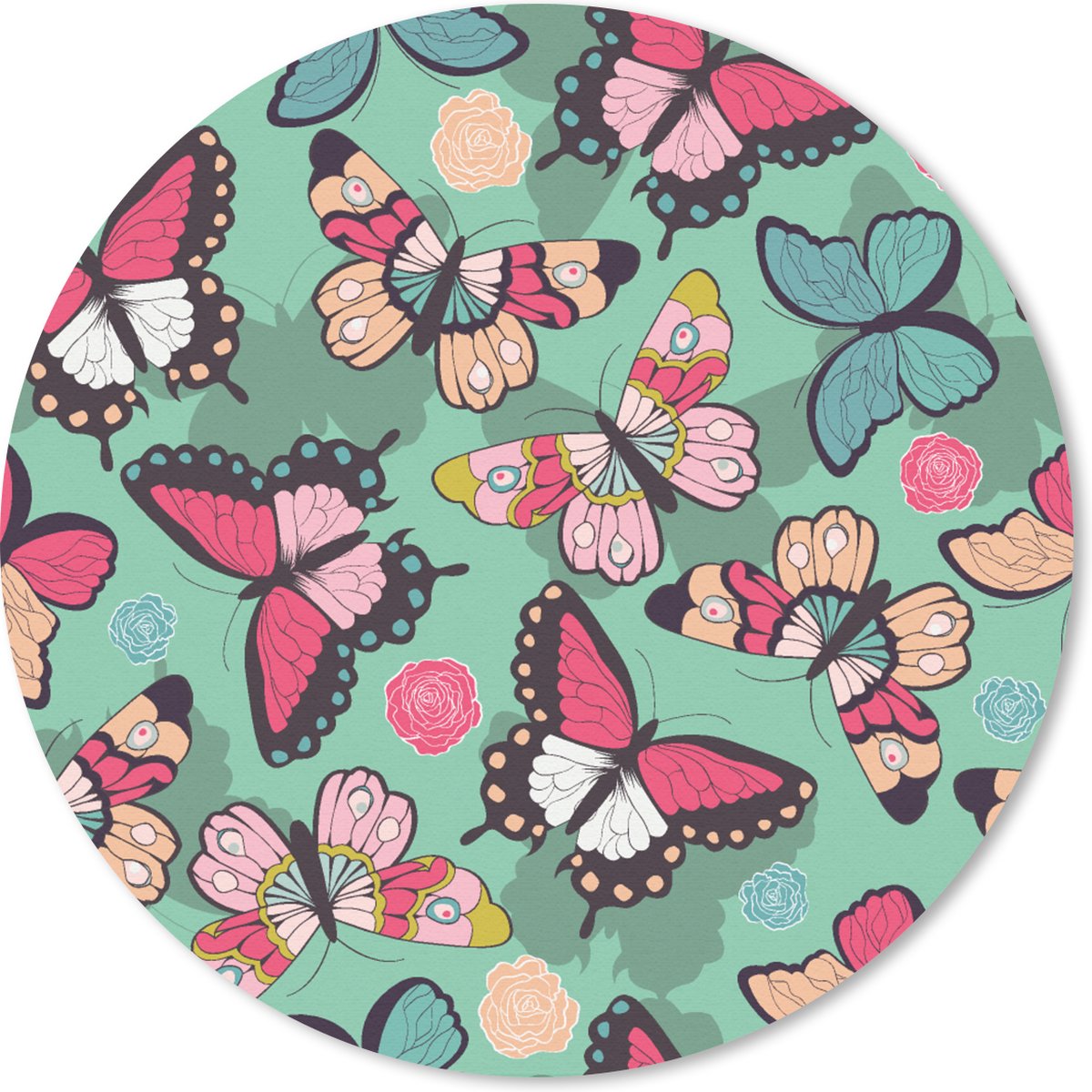 Muismat rond 40x40 cm - Mousepad Vlinders - Patronen - Lente - Ronde muismatten