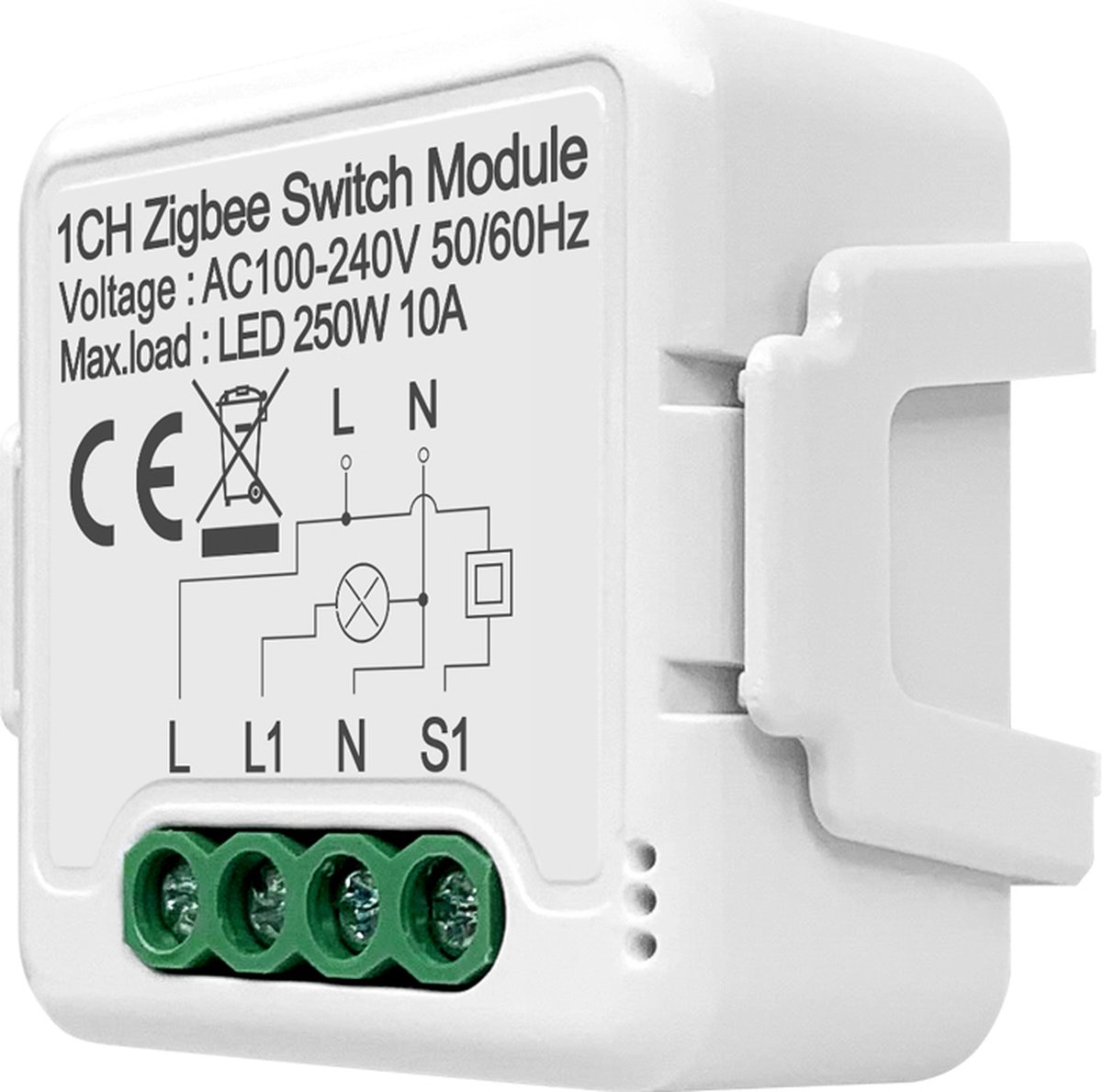 Zigbee schakelaar - Mini Switch module - 1 kanaal - Neutraal draad vereist - Zeer kleine module - Zigbee2mqtt.
