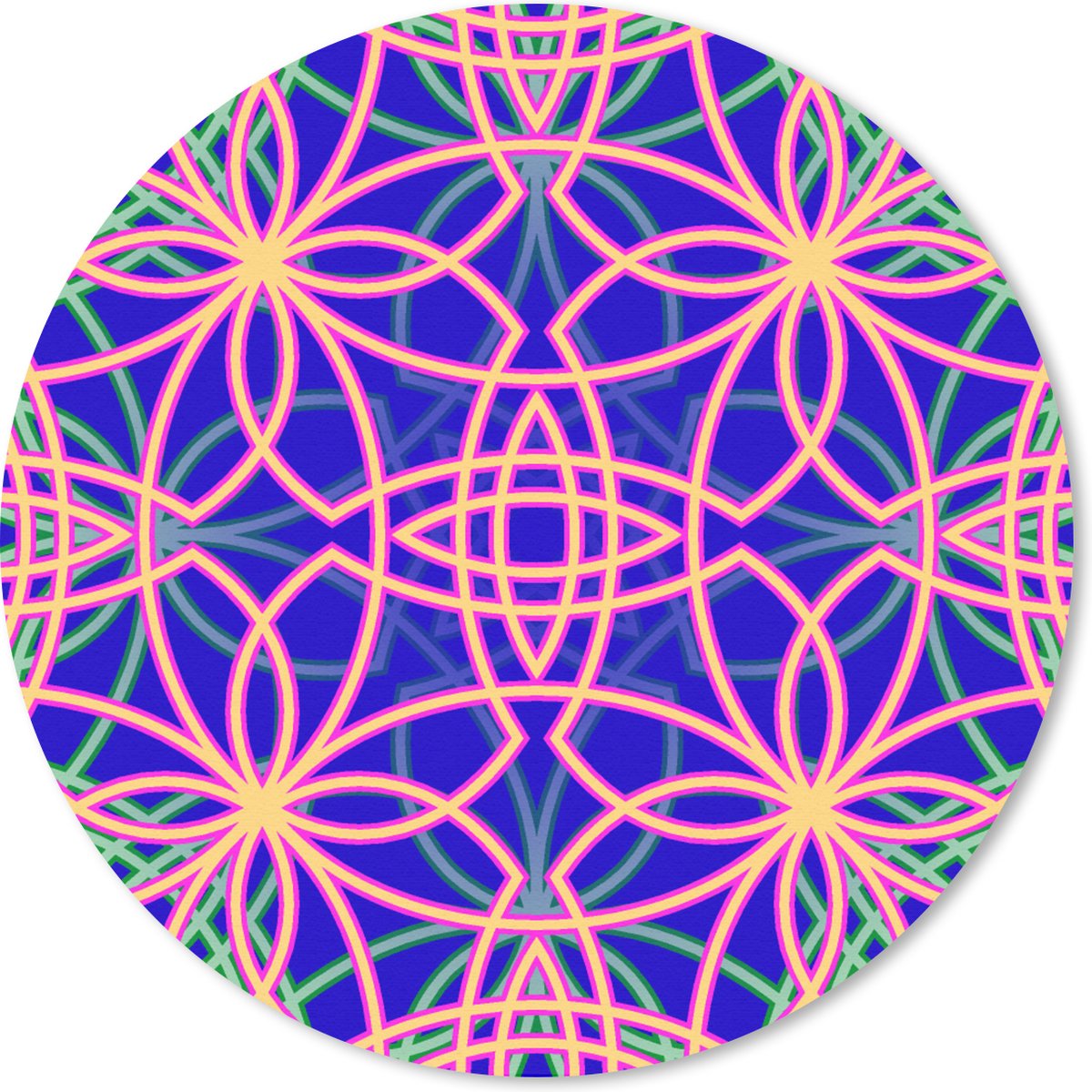 Muismat rond 30x30 cm - Mousepad Bloemen - Neon - Patroon - Ronde muismatten