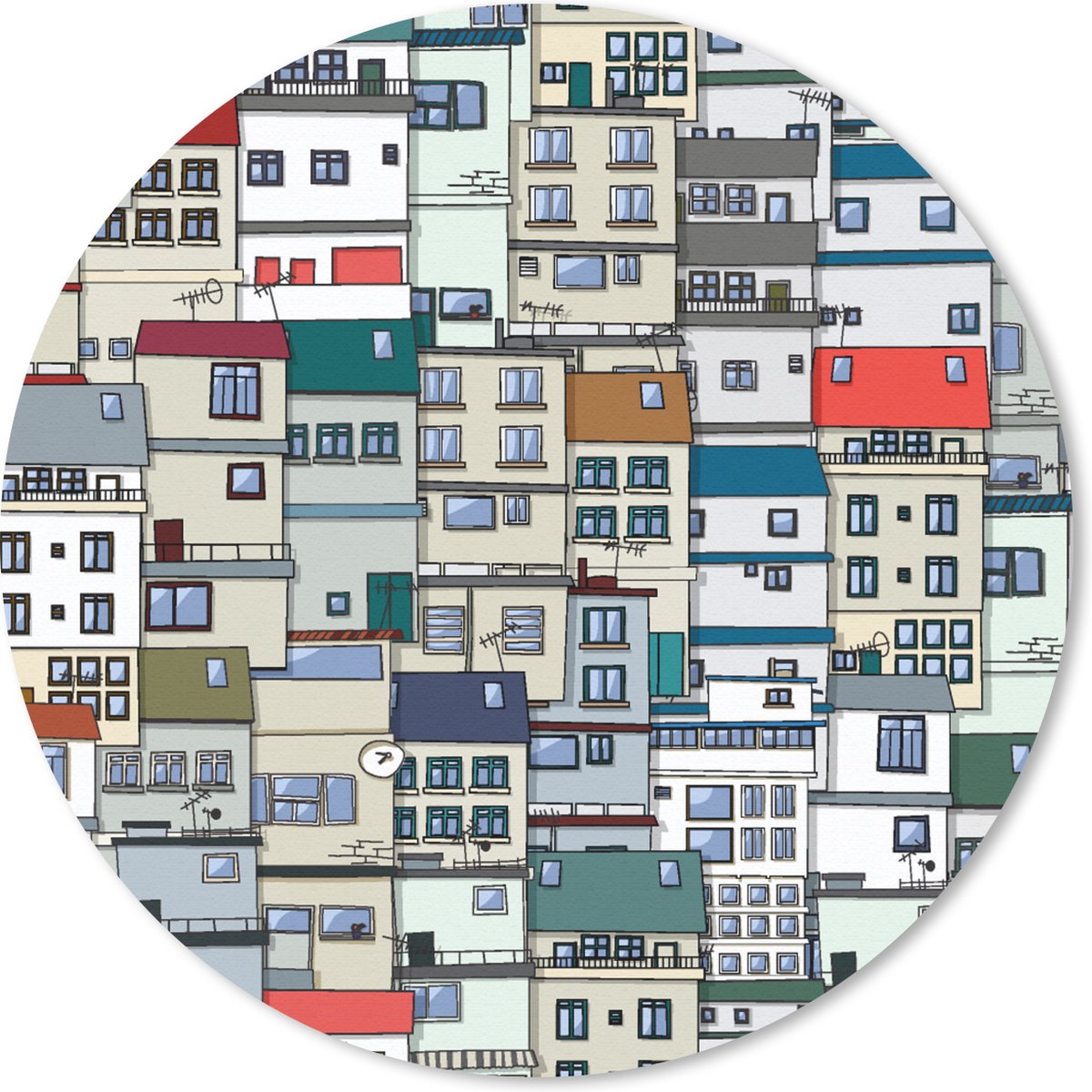 Muismat rond 30x30 cm - Mousepad Zentangle - Huis - Patronen - Ronde muismatten