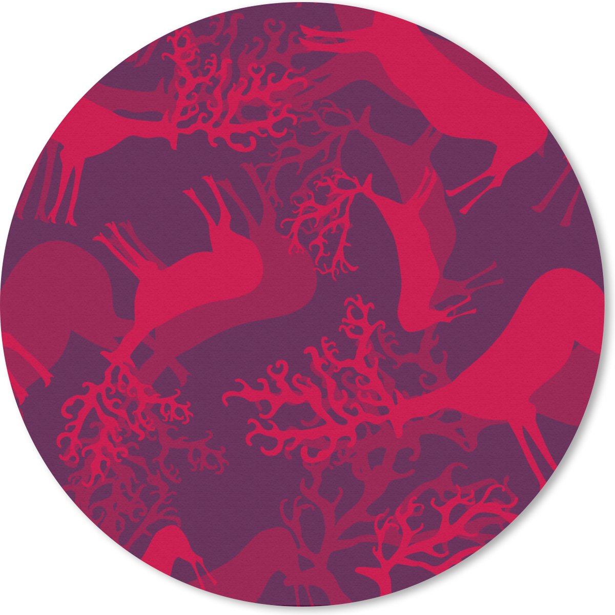 Muismat rond 30x30 cm - Mousepad Hert - Patroon - Kleuren - Ronde muismatten