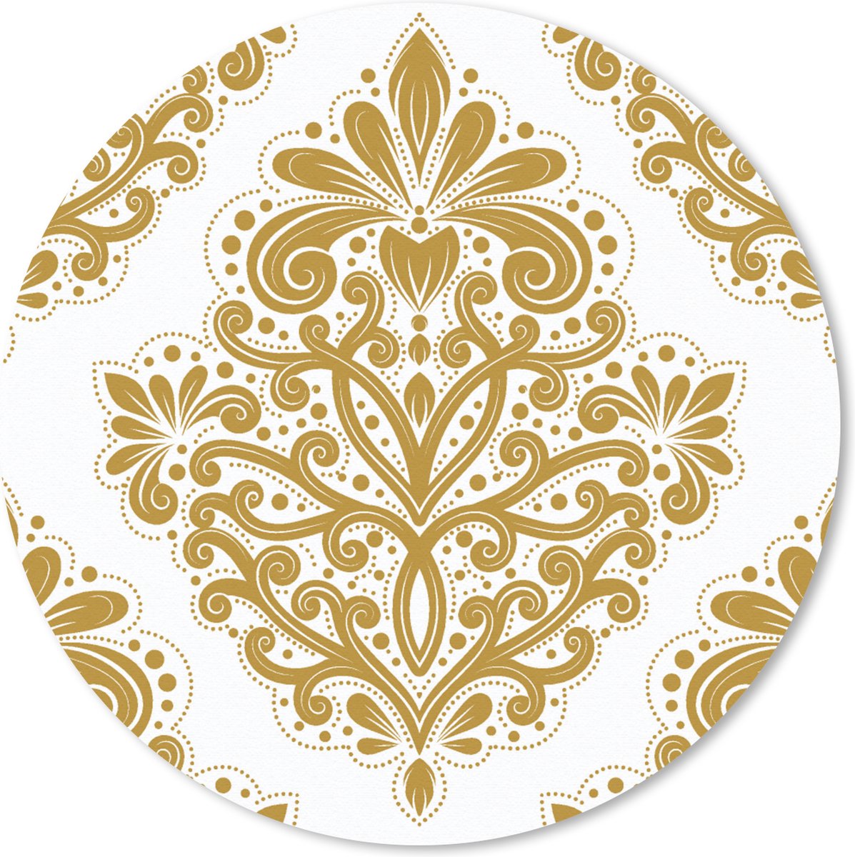 Muismat rond 50x50 cm - Mousepad Vintage - Bloemen - Goud - Patronen - Ronde muismatten
