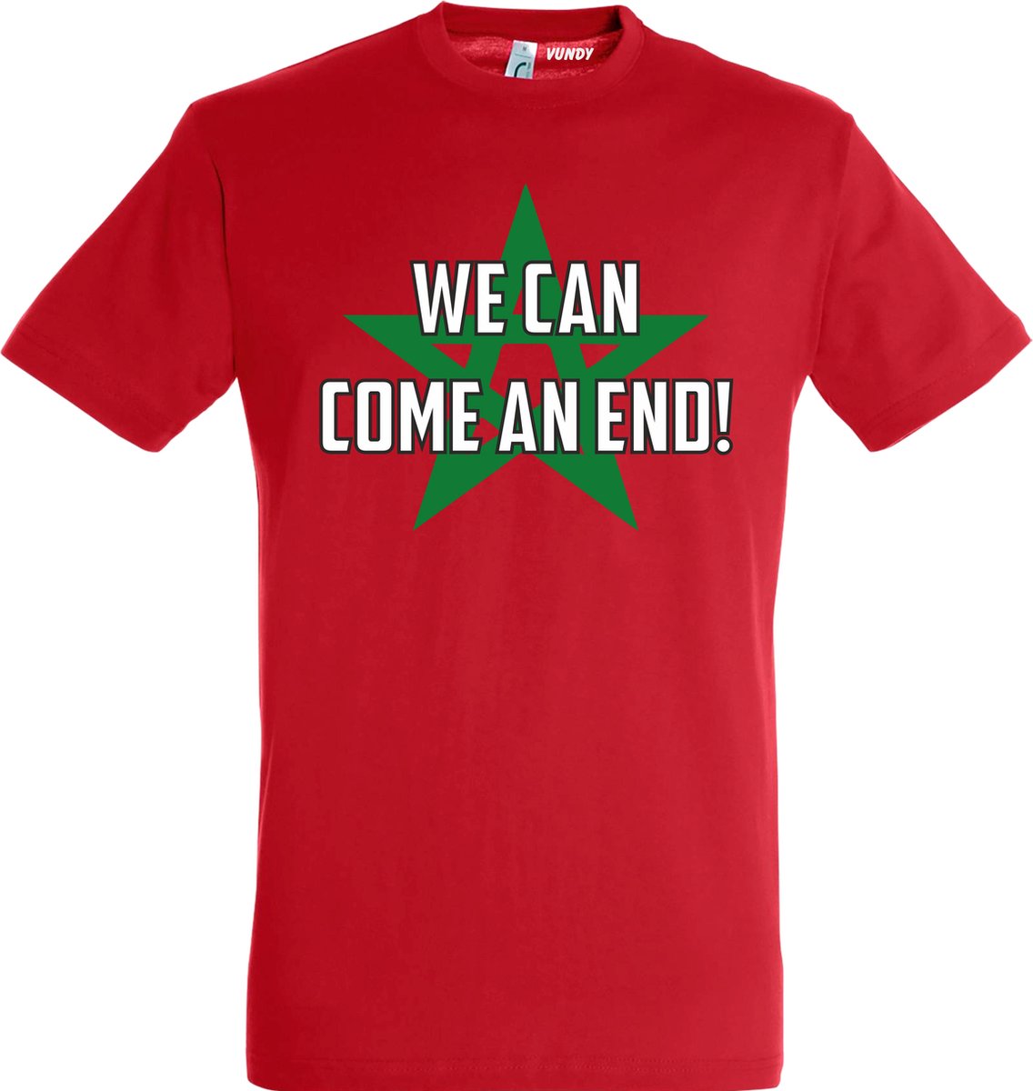 T-shirt Marokko WE CAN COME AN END | Rood Marokko Shirt | WK 2022 Voetbal | Morocco Supporter | Rood | maat XL