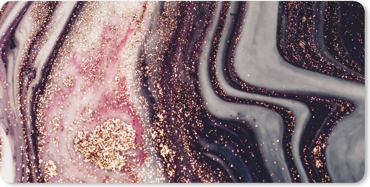 Bureau onderlegger - Muismat - Bureau mat - Marmer - Roze - Goud - Glitter - Marmerlook - 80x40 cm