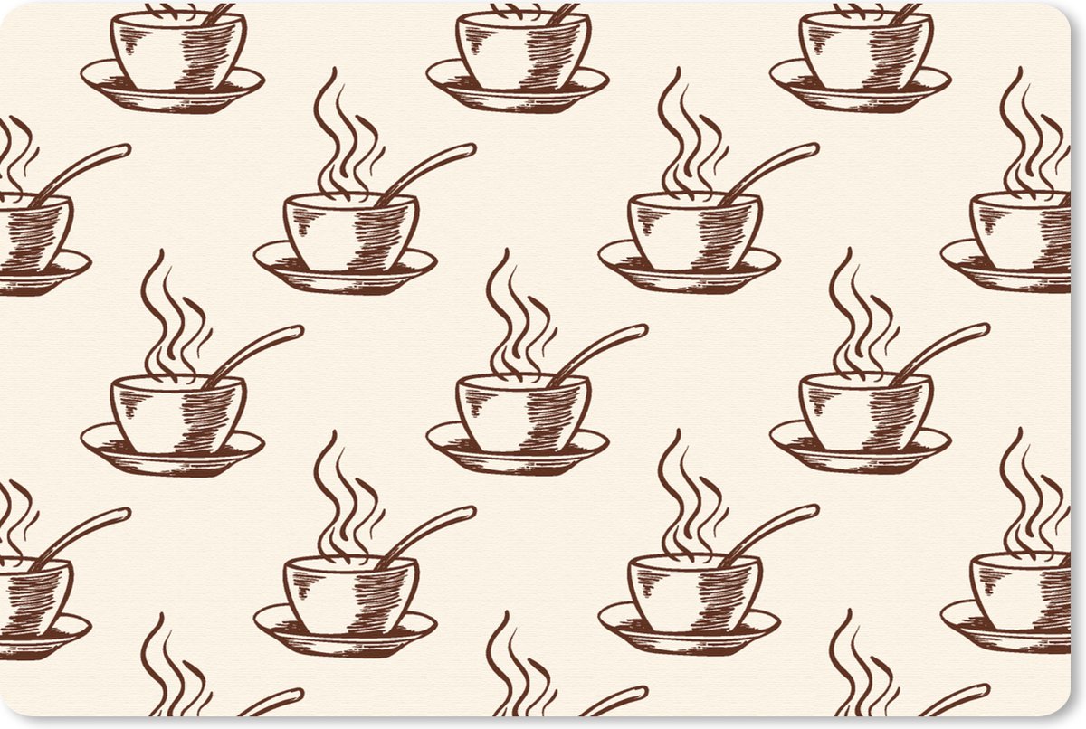 Muismat 27x18 cm - Mousepad Patronen - Vintage - Koffie - Muismatten