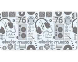 Bureau onderlegger 80×40 cm – Muismat DJ – Koptelefoon – Vintage – Tekening – Design – Bureaulegger xl – Desk mat beschermer – Computer muismatten