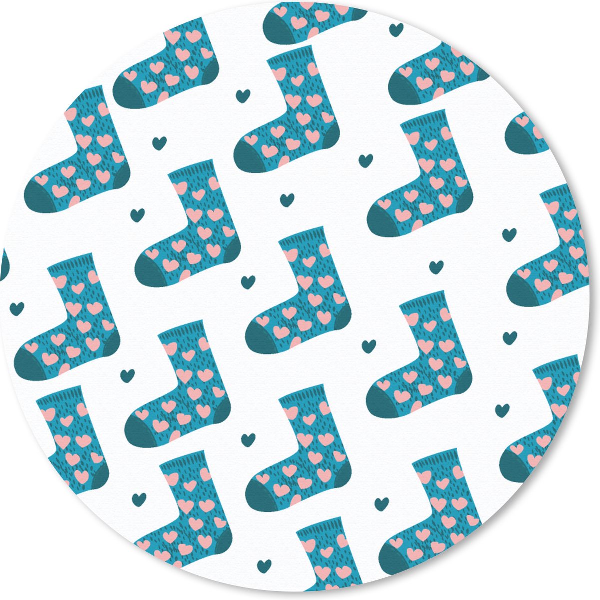 Muismat rond 40x40 cm - Mousepad Sokken - Patronen - Hartjes - Ronde muismatten