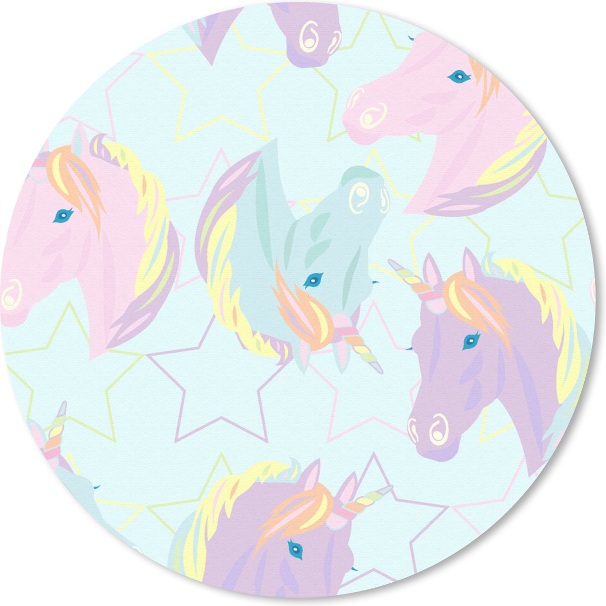 Muismat rond 50x50 cm - Mousepad Unicorn - Sterren - Patronen - Ronde muismatten