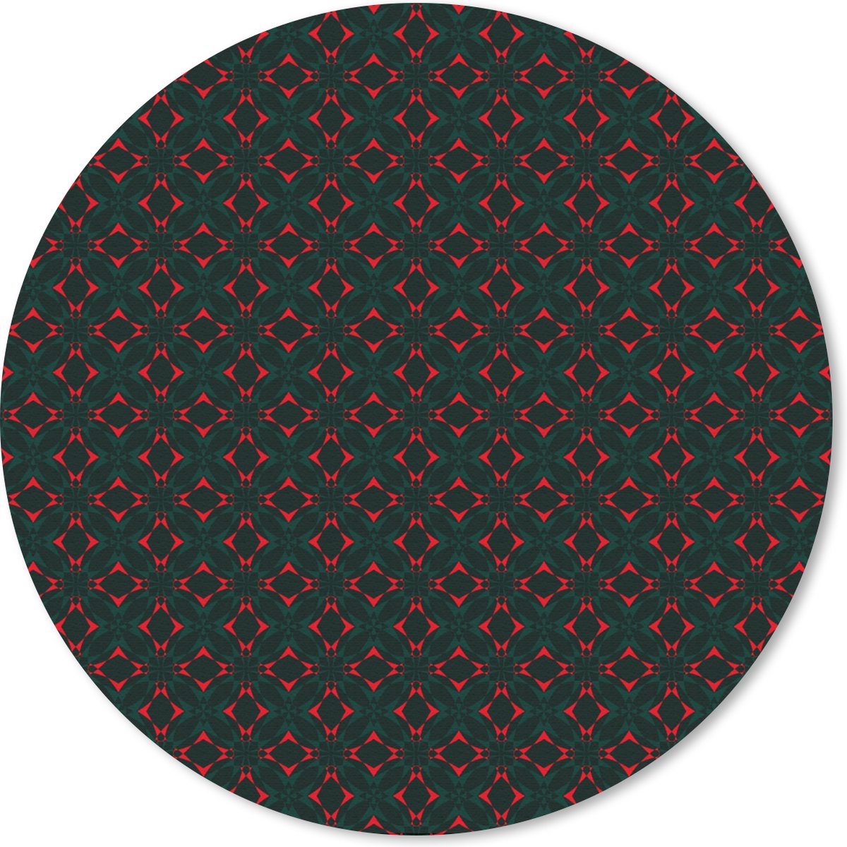 Muismat rond 20x20 cm - Mousepad Patroon - Rood - Versiering - Ronde muismatten